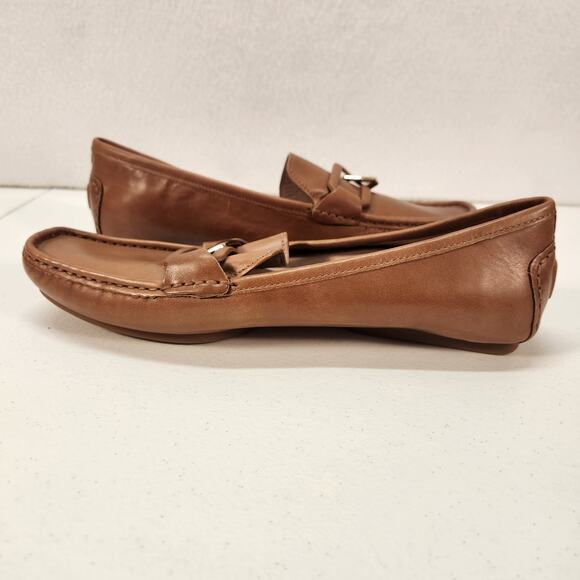 27 Edit Hellen Chain Leather Loafer Flats English Tea Brown Women's Size 8M - Picture 9 of 11